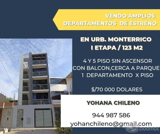 Vendo amplios departamentos con balcón de estreno en Urb. Monterrico I Etapa - 1