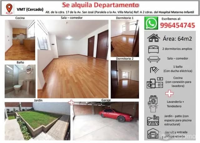 Bonito Departamento de 2 dormitorios - Zona Cèntrica de VMT - Lima - 1