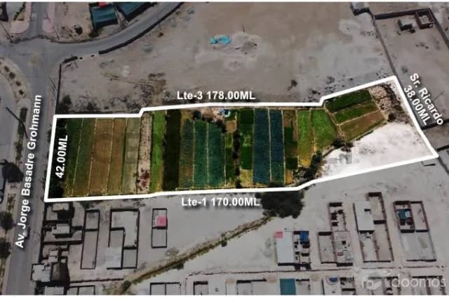 Venta de terreno en zona industrial de Pocollay - Tacna Área de 6,960 m2. - 2
