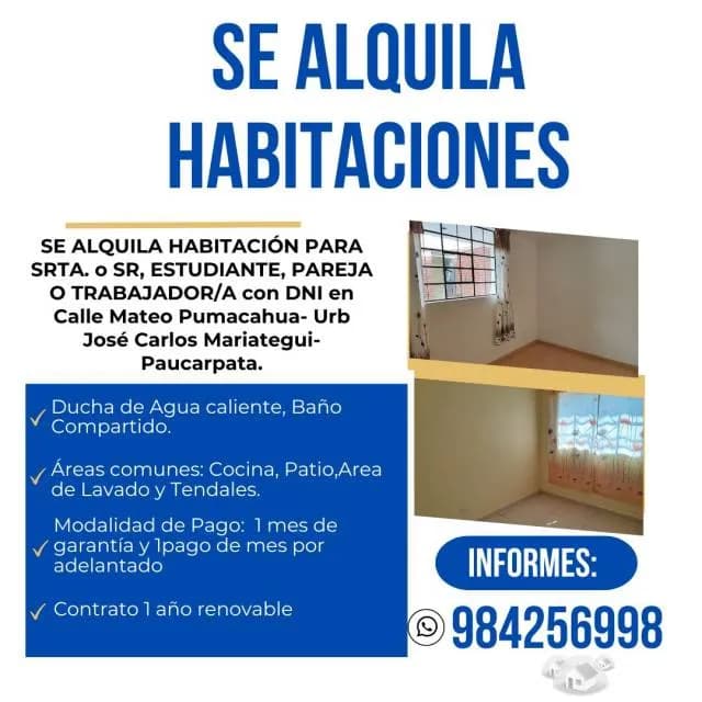 HABITACIONES EN ALQUILER PARA PERSONA SOLA O PAREJA - 1