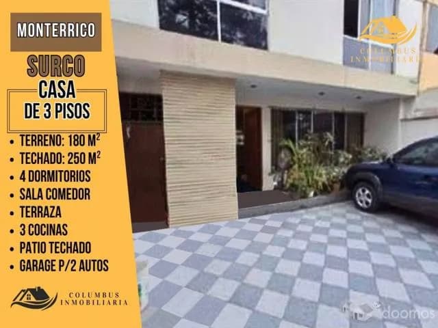 Surco MONTERRICO – Casa de 3 pisos y 4 Dormitorios - 1