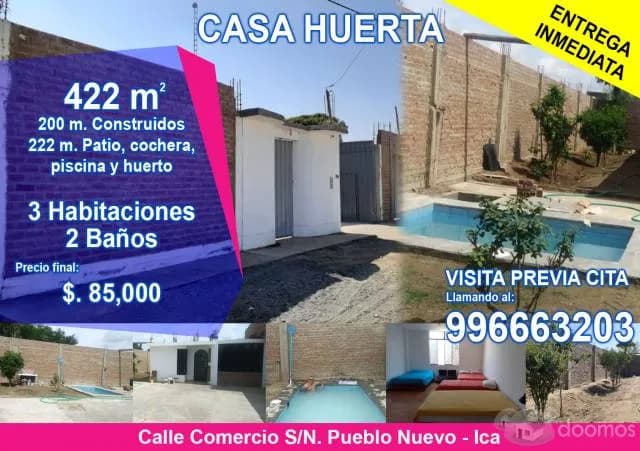 VENTA CASA HUERTA 422 m2 - Ica - 1